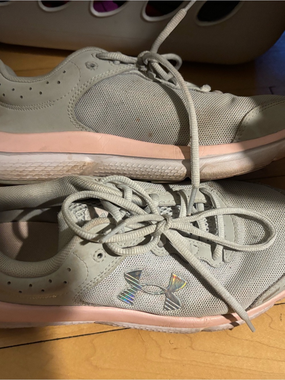 Under Armour Gray Athletic Sneakers with Pink Midsole